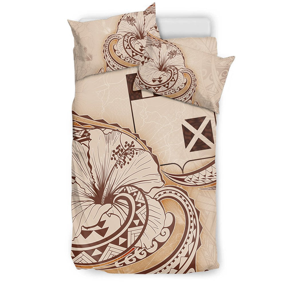 Wallis and Futuna Bedding Set - Hibiscus Flower Vintage Style - Polynesian Pride