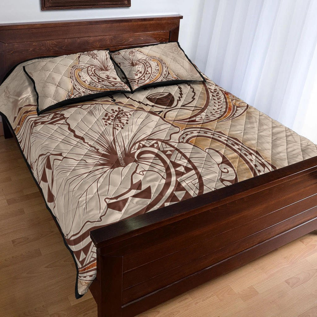 Pohnpei Quilt Bed Set - Hibiscus Flowers Vintage Style - Polynesian Pride