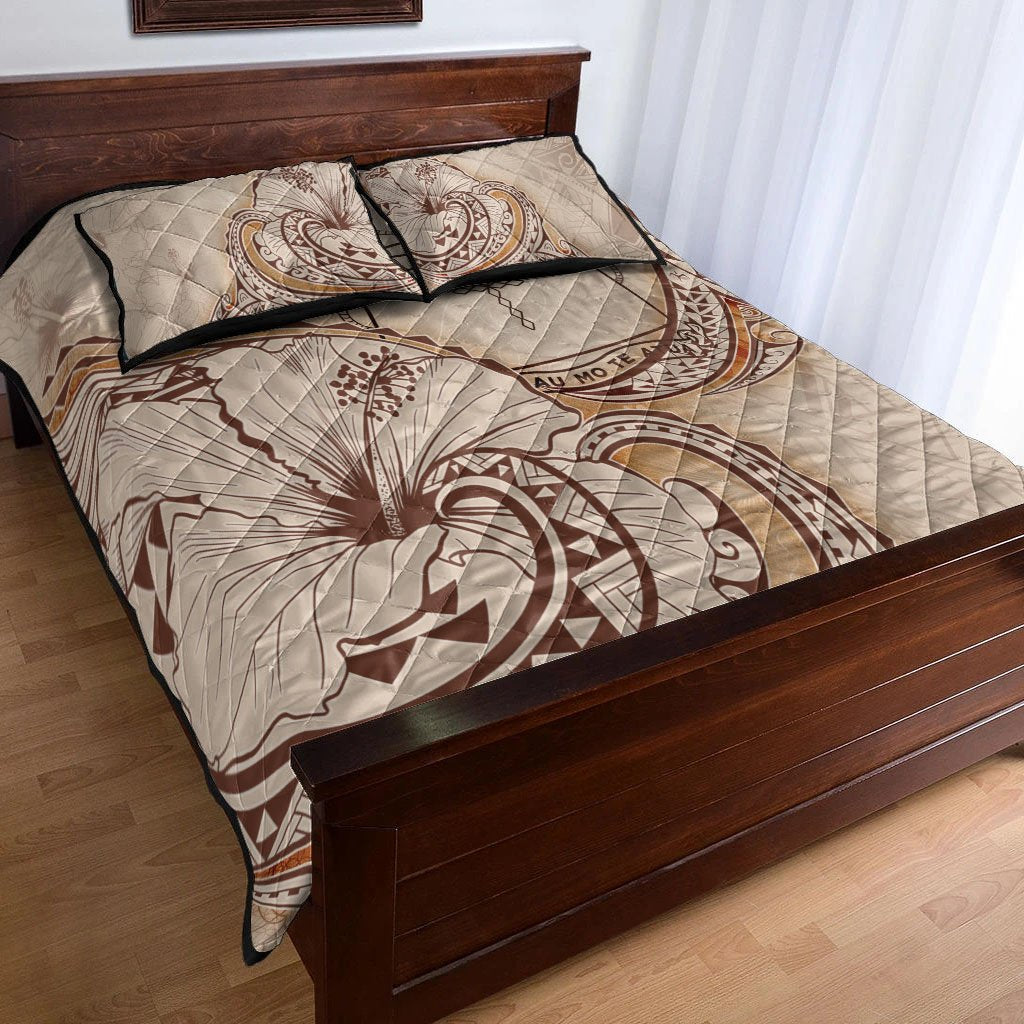 Tokelau Quilt Bed Set - Hibiscus Flowers Vintage Style - Polynesian Pride