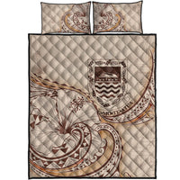 Tuvalu Quilt Bed Set - Hibiscus Flowers Vintage Style - Polynesian Pride