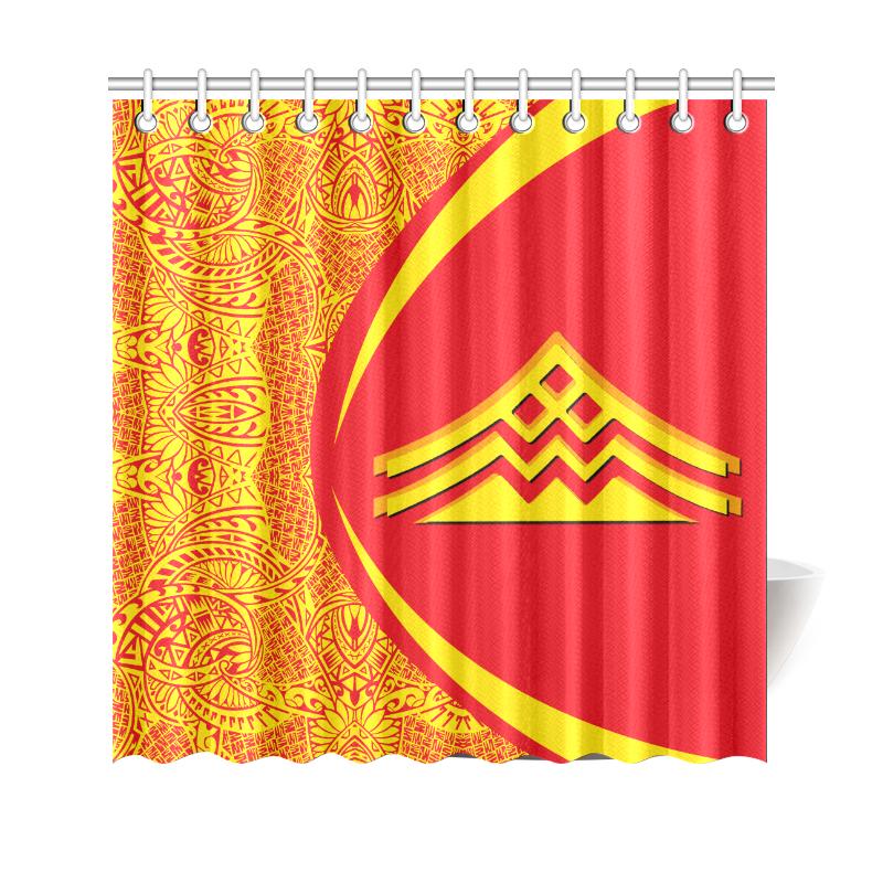 Hawaii Shower Curtain Mauna Kea Polynesian - Circle Style Red And Yellow 177 x 172 (cm) Red - Polynesian Pride