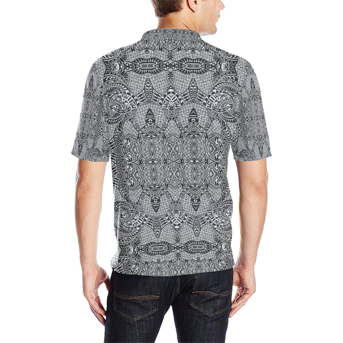 Polynesian Polo Shirt Black and White - Polynesian Pride