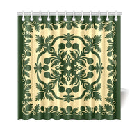 Hawaiian Shower Curtain Royal Pattern - Emerald Green 177 x 172 (cm) Green - Polynesian Pride