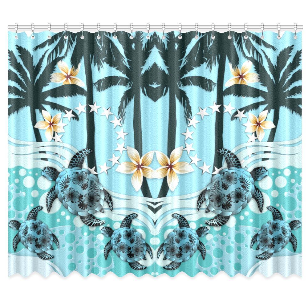 Cook Islands Window Curtain - Blue Turtle Hibiscus One Size cook Window Curtain 50"x84"(Two Piece) Blue - Polynesian Pride