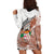 (Custom Personalised) Fiji Tapa Hoodie Dress White Fijian Masi Be Loved Hibiscus LT13 - Polynesian Pride