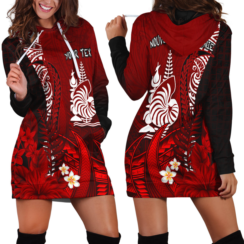 (Custom Personalised) New Caledonia Hoodie Dress Nautilus Red Polynesian Hibiscus LT13 Red - Polynesian Pride