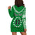 (Custom Text and Number) Cook Islands Tatau Hoodie Dress Symbolize Passion Stars Version Green LT13 - Polynesian Pride