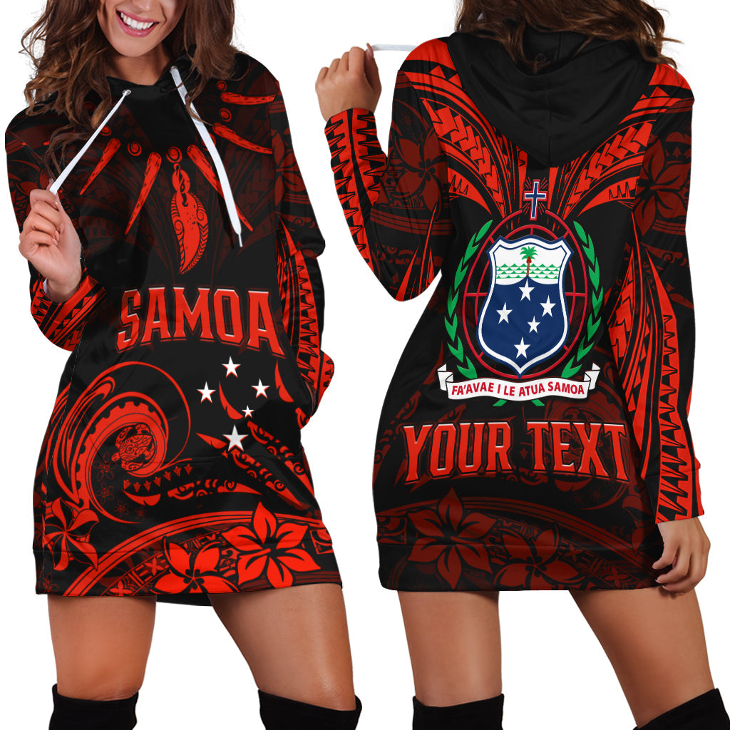 (Custom Personalised) Samoa Tatau Hoodie Dress Red Polynesian Ula Nifo LT13 Red - Polynesian Pride