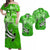 Custom Matching Hawaiian Outfits For Couples Polynesia Green Sea Turtle Honu and Hammerhead Shark Dress and Hawaiian Shirt LT13 Green - Polynesian Pride