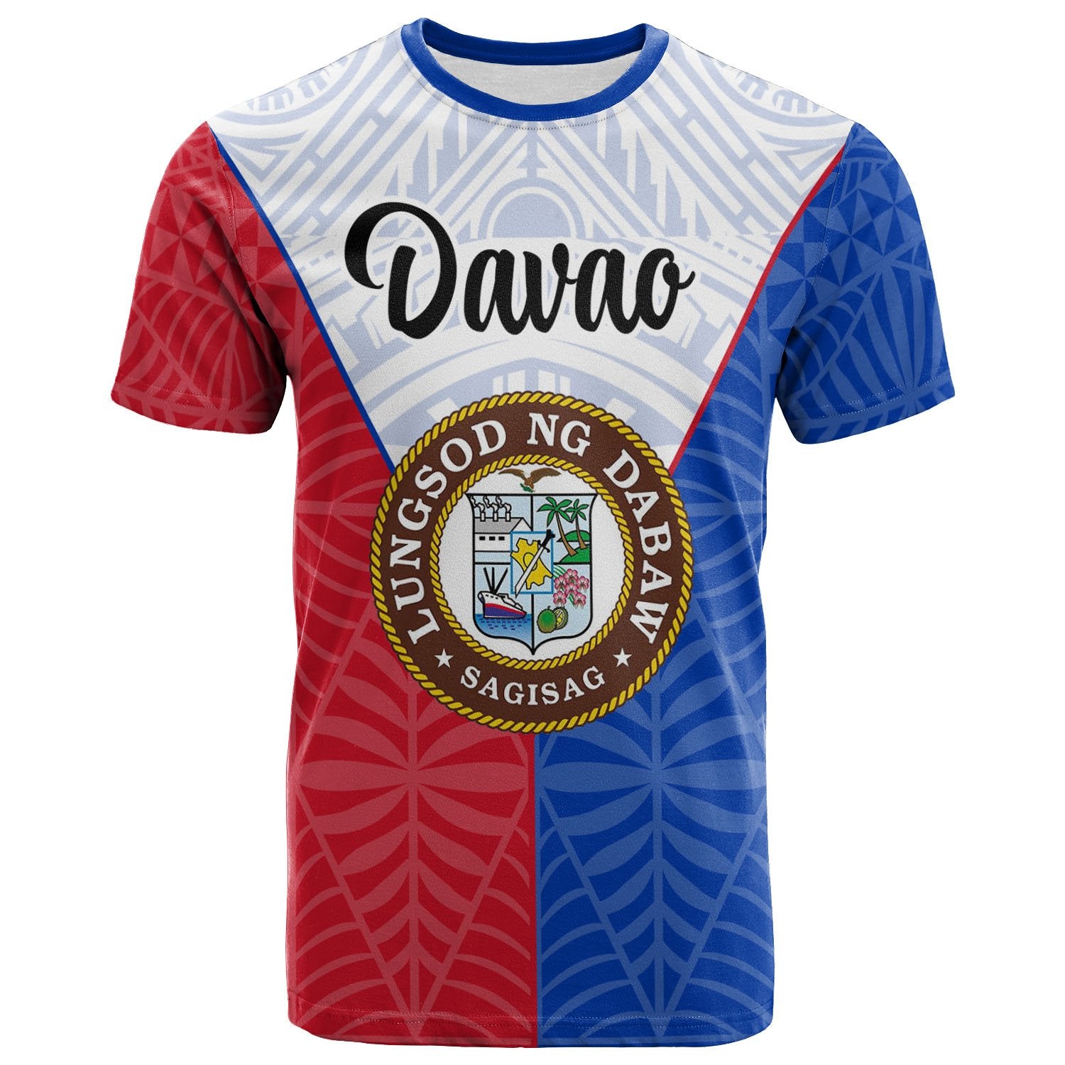 Pilipinas T Shirt Davao Seal of Pilipinas Style Unisex Blue - Red - Polynesian Pride