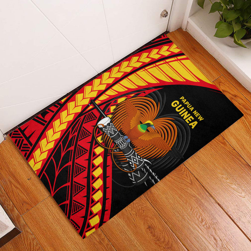 Papua New Guinea Door Mat The Greater Bird of Paradise LT9 Black - Polynesian Pride