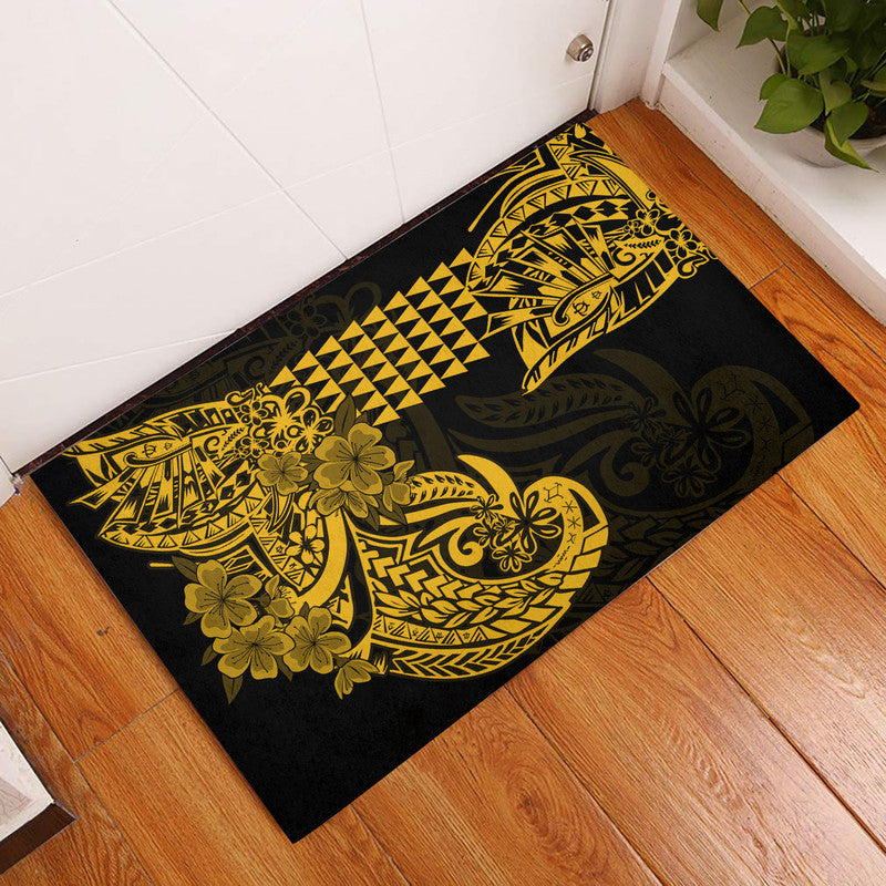 Hawaii Kakau Door Mat Polynesian Floral Tribal Gold Version LT9 Gold - Polynesian Pride