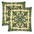 Hawaiian Pillow Covers Royal Pattern - Emerald Green Zippered Pillow Cases 18"x 18" (Twin Sides) (Set of 2) Pillow Covers Green - Polynesian Pride