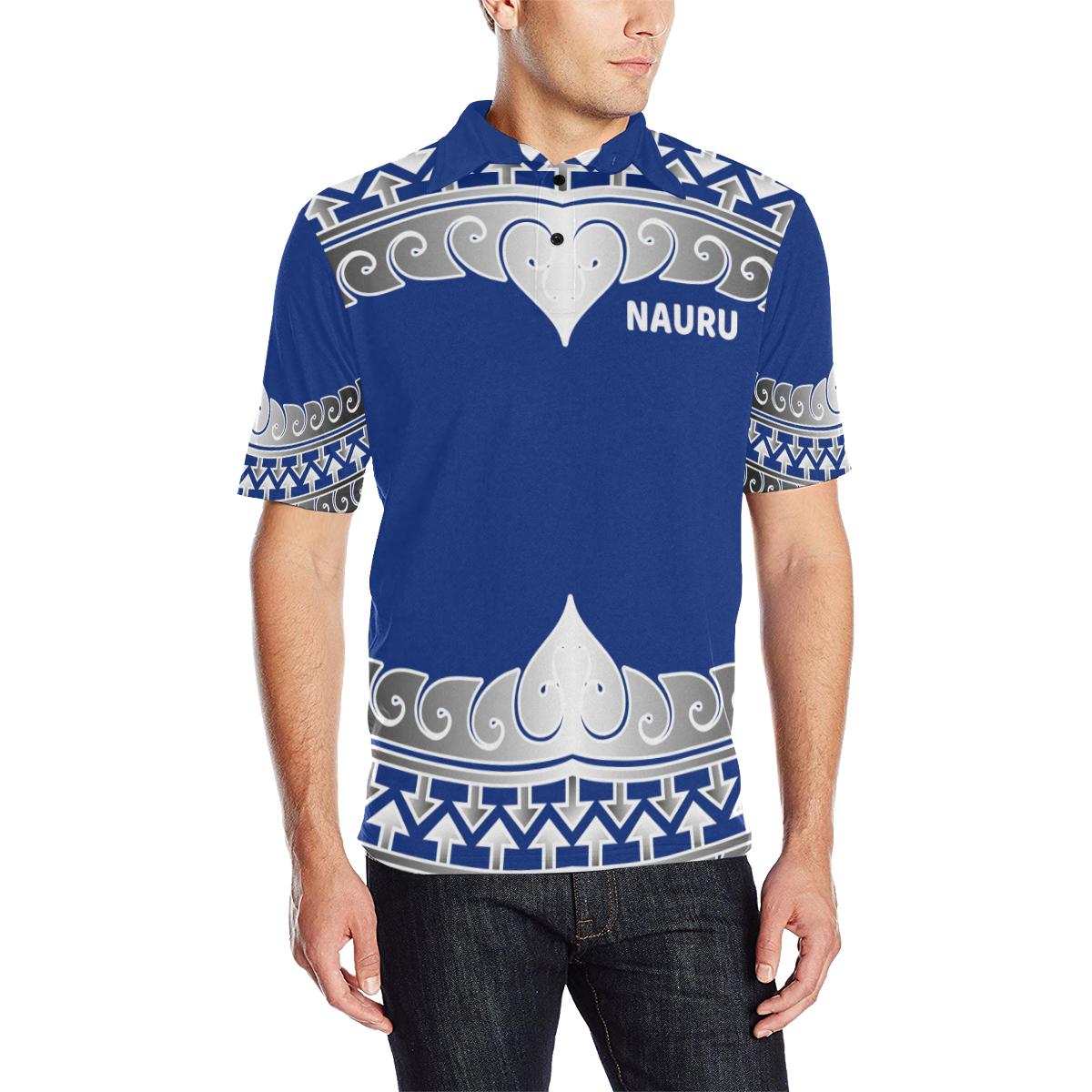 Nauru Polo Shirt Nauru Wave Style Unisex Blue - Polynesian Pride