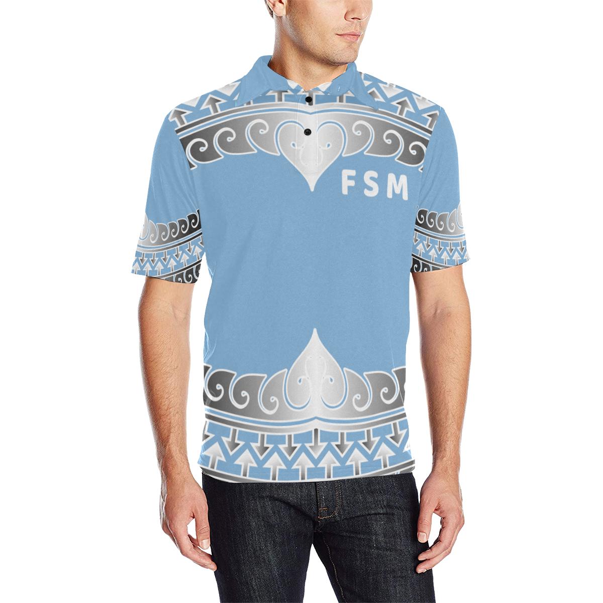 Federated States of Micronesia Polynesian Polo Shirt FSM Wave Style Unisex Blue - Polynesian Pride