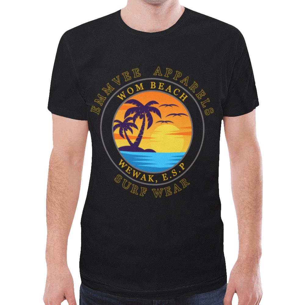 Polynesian All Over Print T Shirt Wom Beach Wewak, E.S.P Unisex Black - Polynesian Pride
