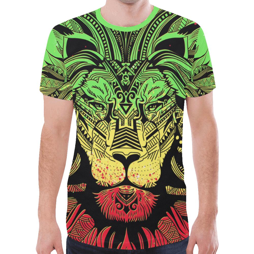 Polynesian T Shirt Polynesian Lion Tattoo Style Reggae Style - Polynesian Pride