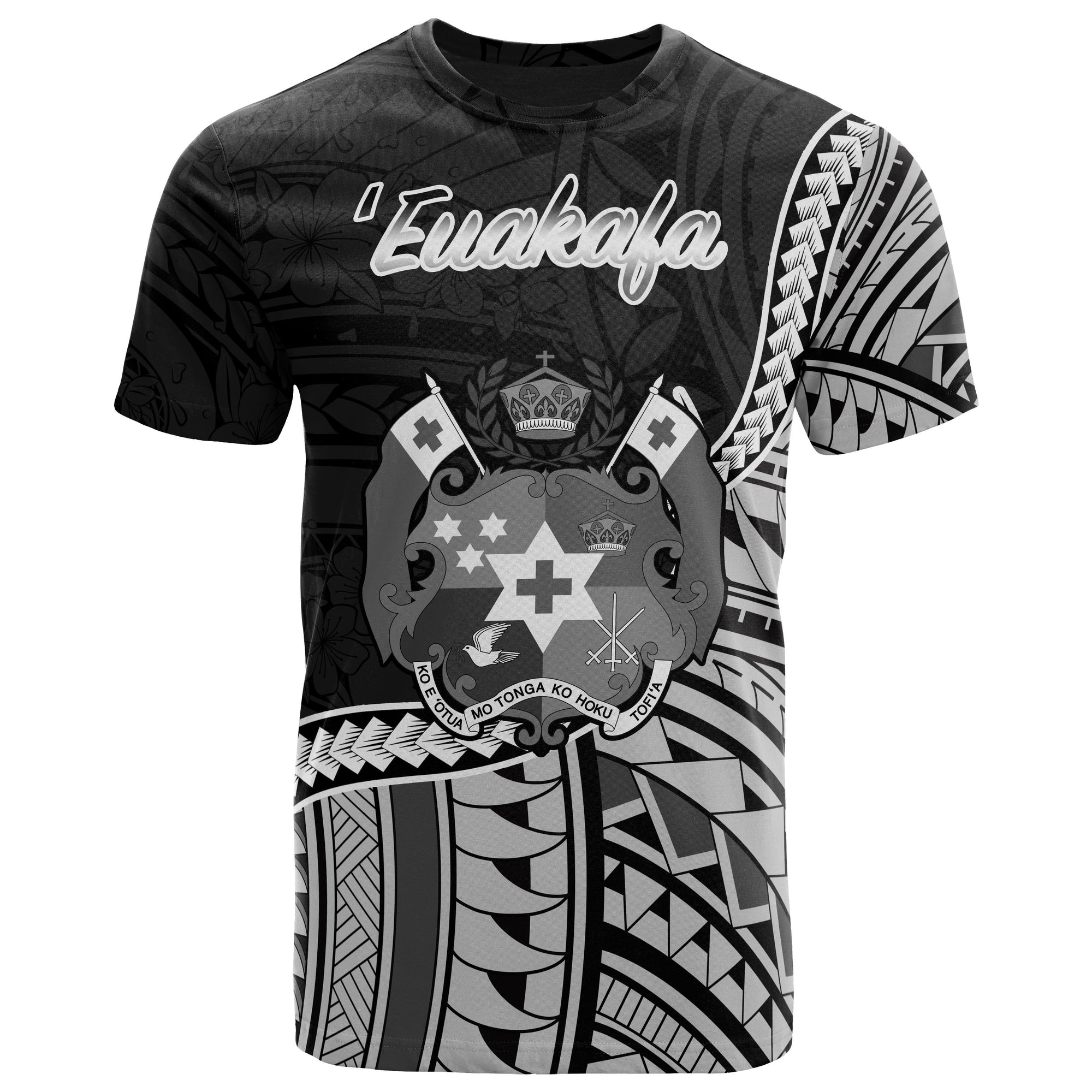 Tonga T Shirt Euakafa Polynesian Patterns Black - Polynesian Pride