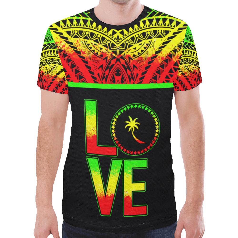Chuuk States New All Over Print T Shirt Chuuk Love & F S M Seal Reggae Version Unisex Black - Polynesian Pride