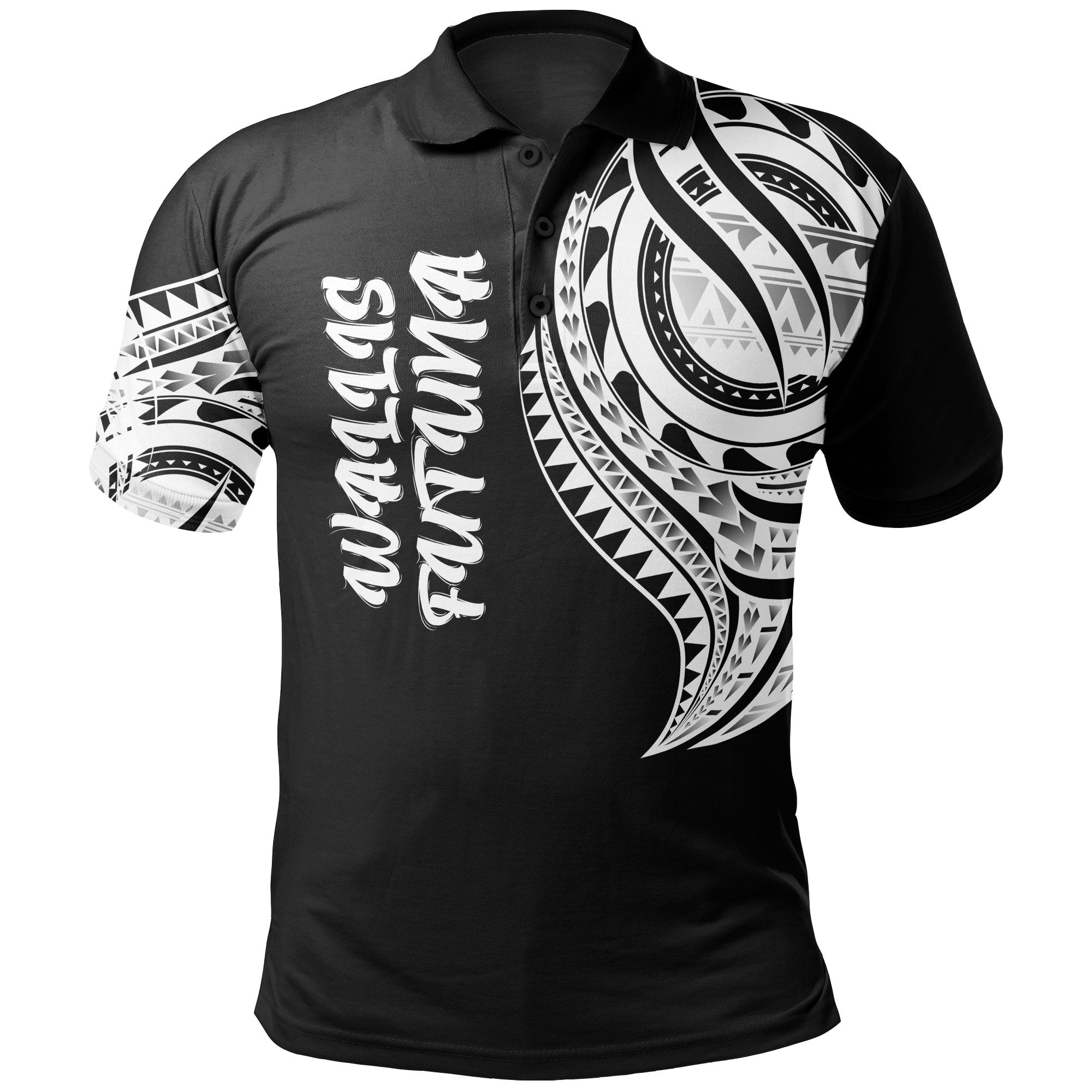 Wallis and Futuna Polo Shirt Wallis and Futuna Tatau White Patterns Unisex Black - Polynesian Pride