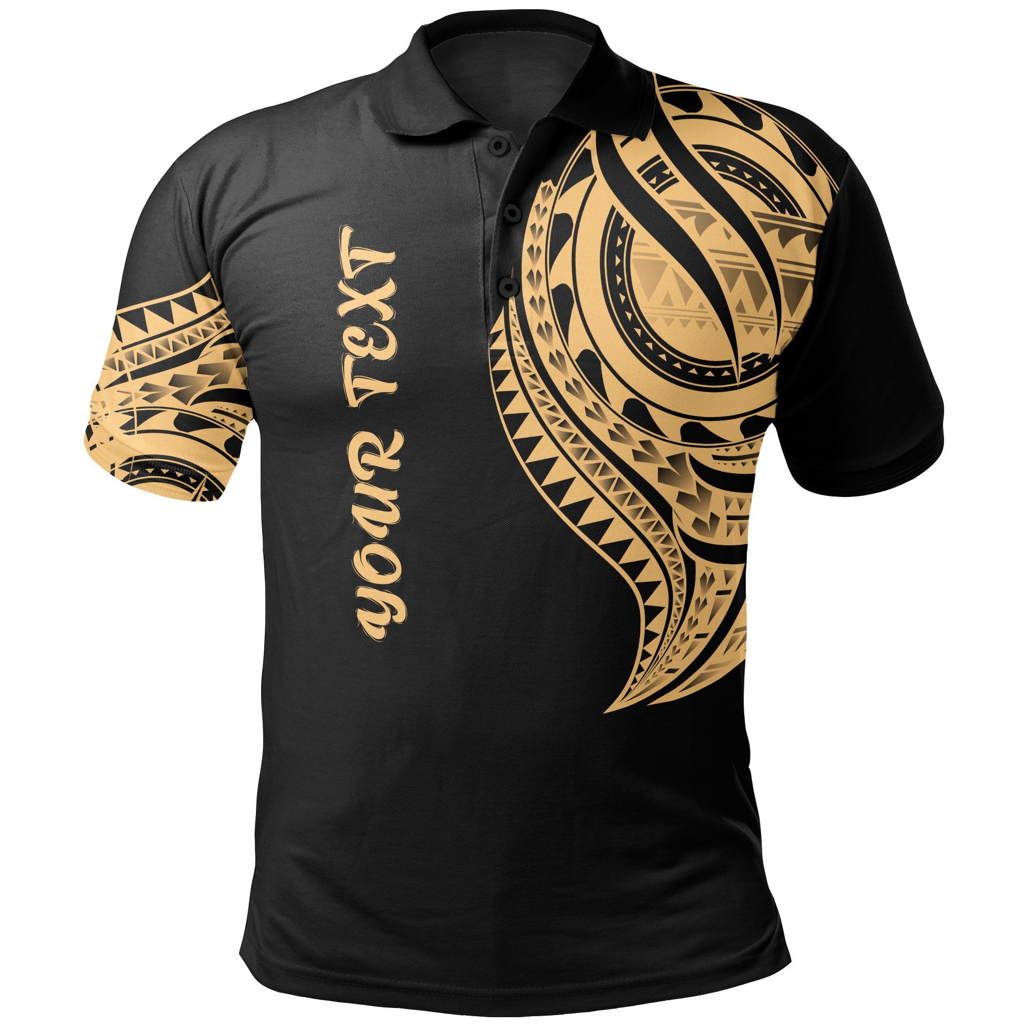 Wallis and Futuna Custom Polo Shirt Wallis and Futuna Tatau Gold Patterns Unisex Black - Polynesian Pride