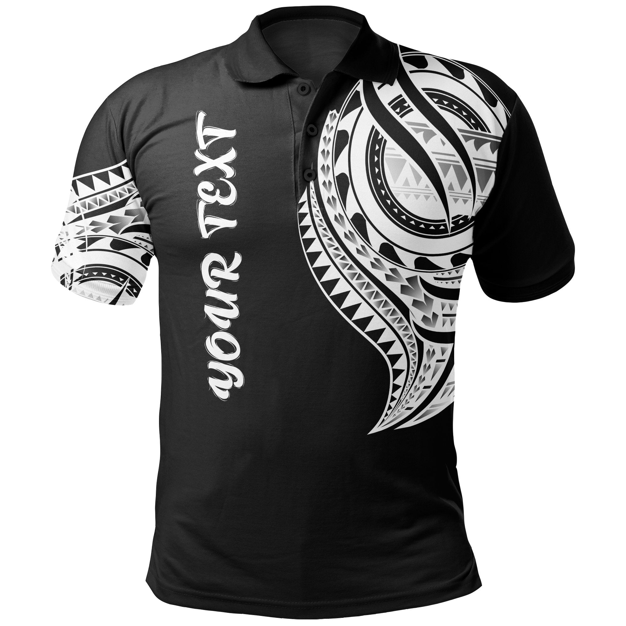 Federated States of Micronesia Custom Polo Shirt FSM Tatau White Patterns Unisex Black - Polynesian Pride