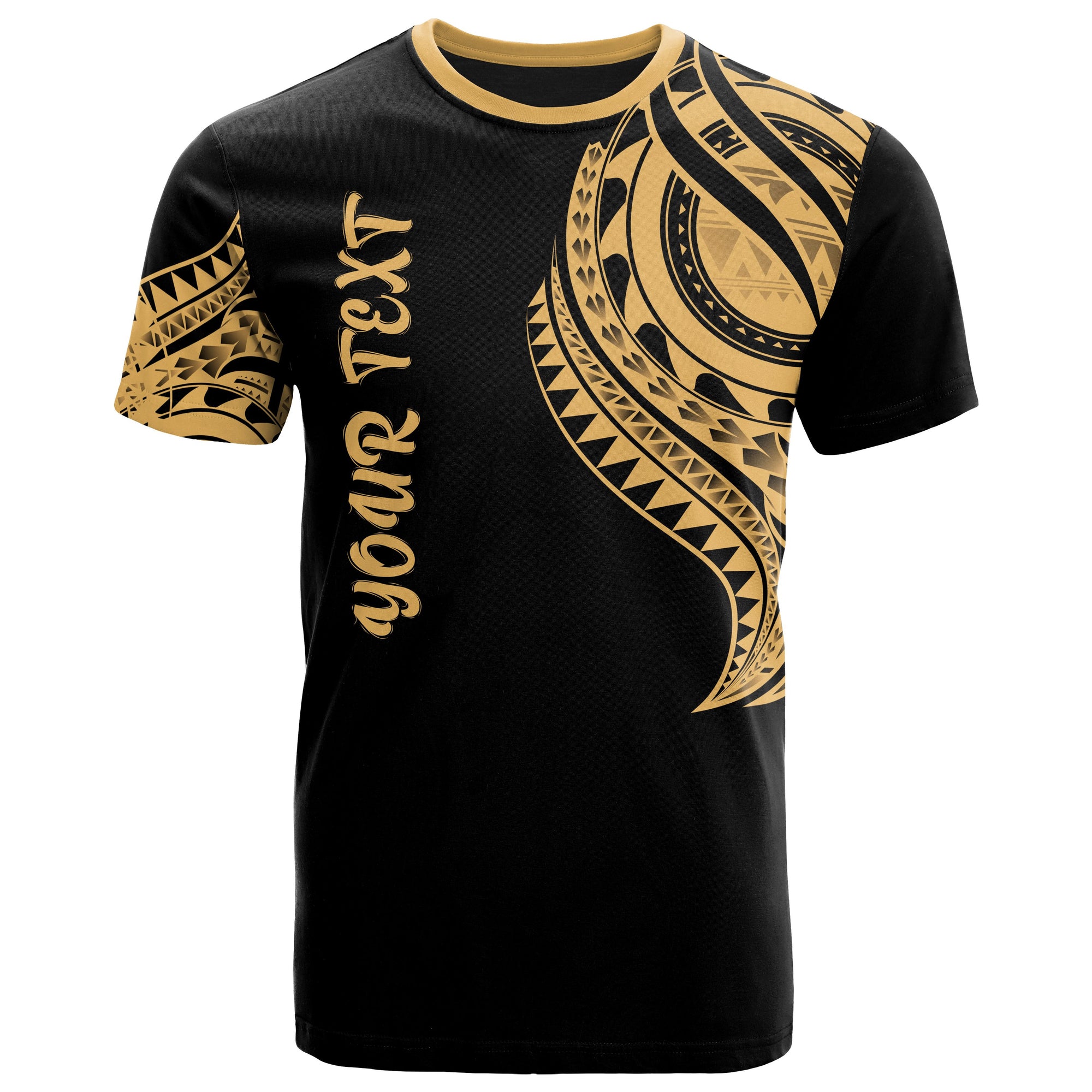 Marshall Custom T Shirt Marshall Tatau Gold Patterns Black - Polynesian Pride