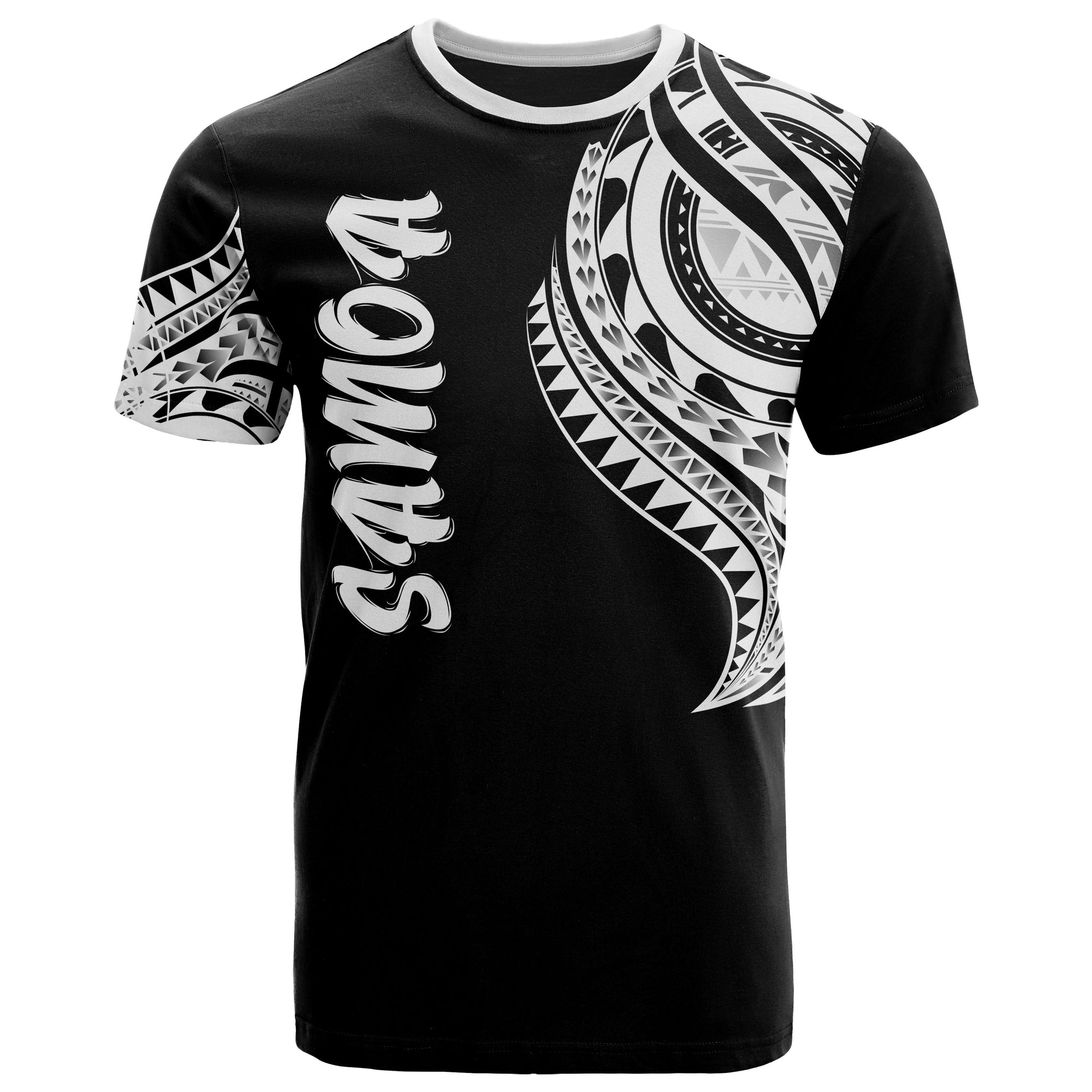 Samoa T Shirt Samoan Tatau White Patterns Unisex Black - Polynesian Pride