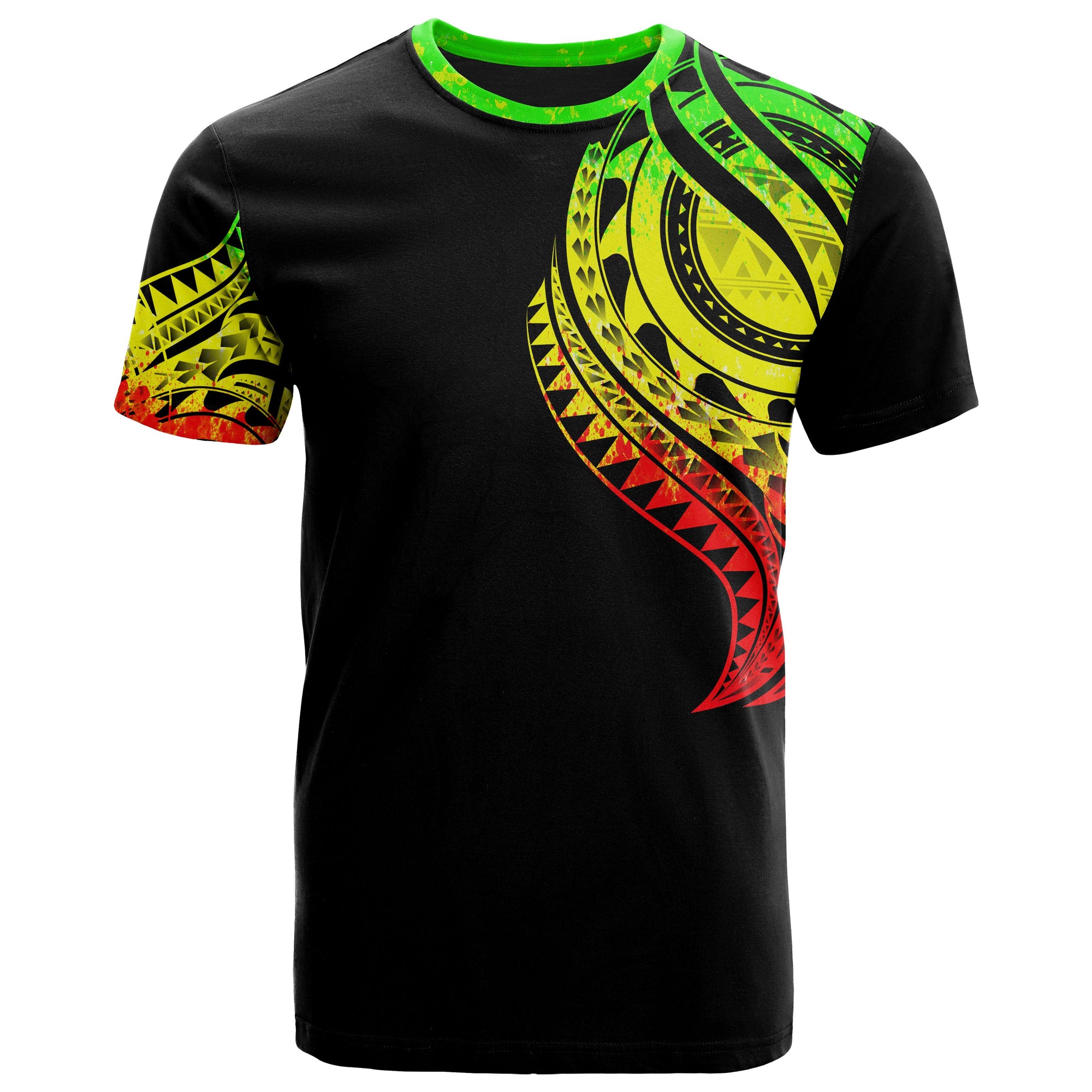 Hawaii T Shirt Hawaii Tatau Reggae Patterns With Coat of Arms Unisex Black - Polynesian Pride