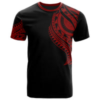 Tokelau T Shirt Tokelauan Tatau Red Patterns With Coat of Arms Unisex Black - Polynesian Pride