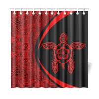 Hawaii Turtle Polynesian Shower Curtain-Circle Style Red - Polynesian Pride