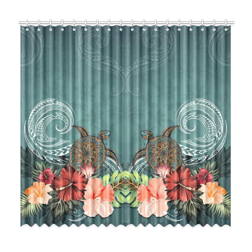 Window Curtain( Two Piece) Hibiscus Polynesian 1 One Size 50"x96"(Two Piece) - Polynesian Pride