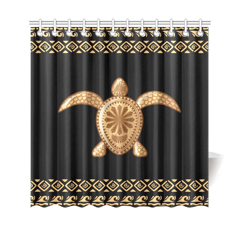 Golden Turtle Shower Curtain 177 x 172 (cm) White - Polynesian Pride