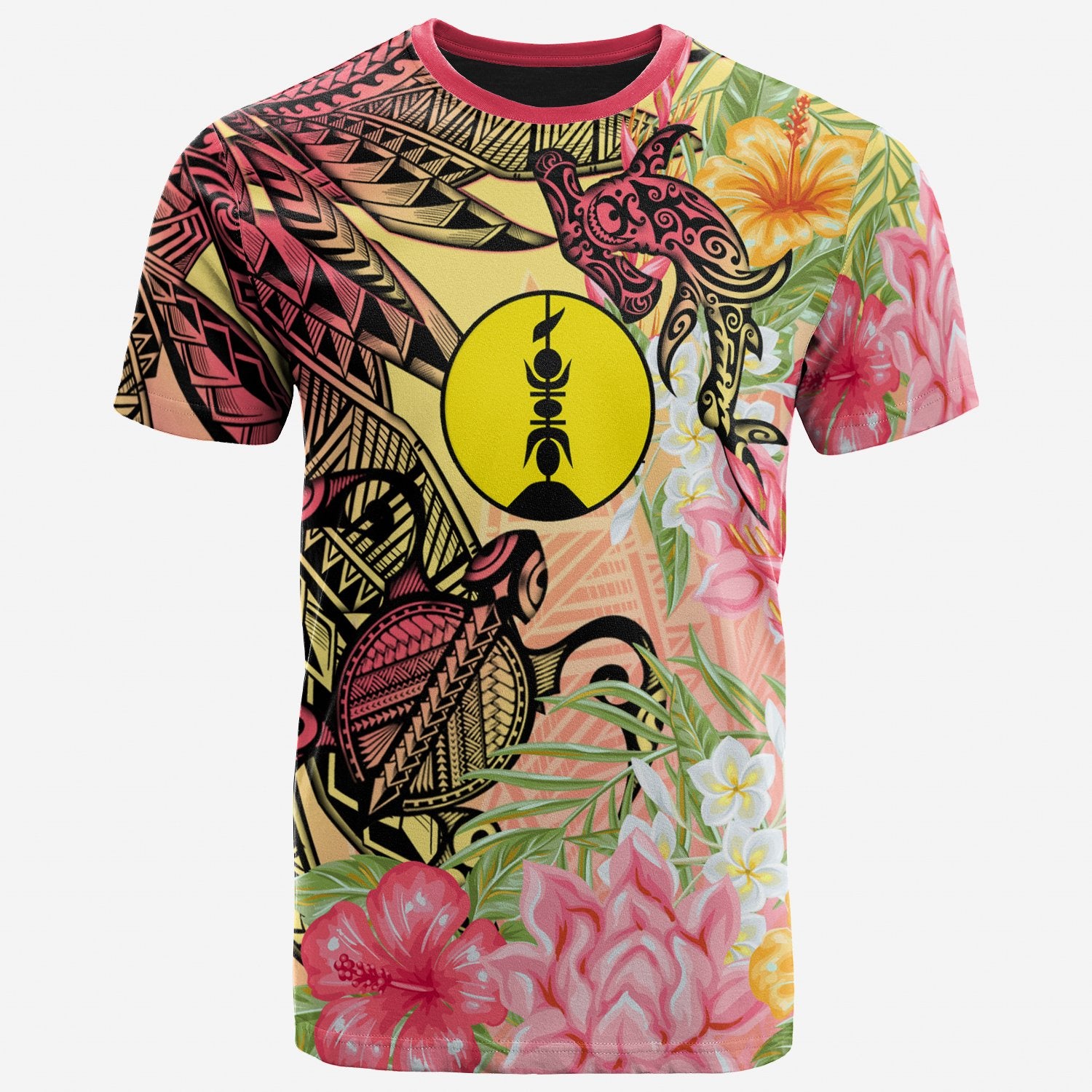 New Caledonia 1 T Shirt Flowers Tropical With Sea Animals Unisex Pink - Polynesian Pride