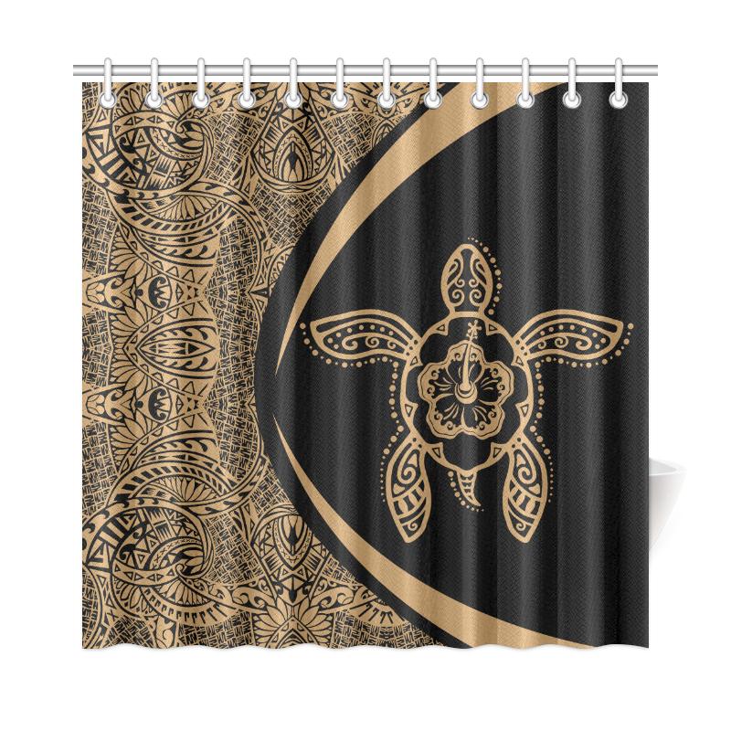 Hawaii Turtle Polynesian Shower Curtain-Circle Style Gold - Polynesian Pride