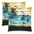 Hawaiian Poster View Classic Pillow Covers One Size Zippered Pillow Cases 18"x 18" (Twin Sides) (Set of 2) Blue - Polynesian Pride