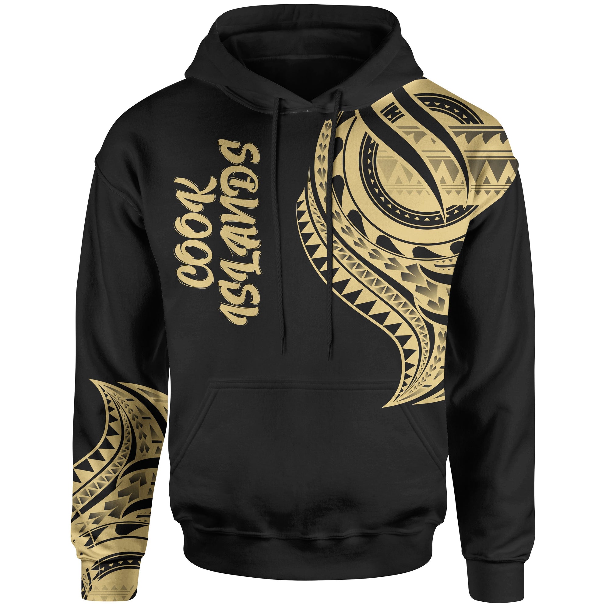 Cook Islands Hoodie Cook Islands Tatau Gold Patterns Unisex Black - Polynesian Pride