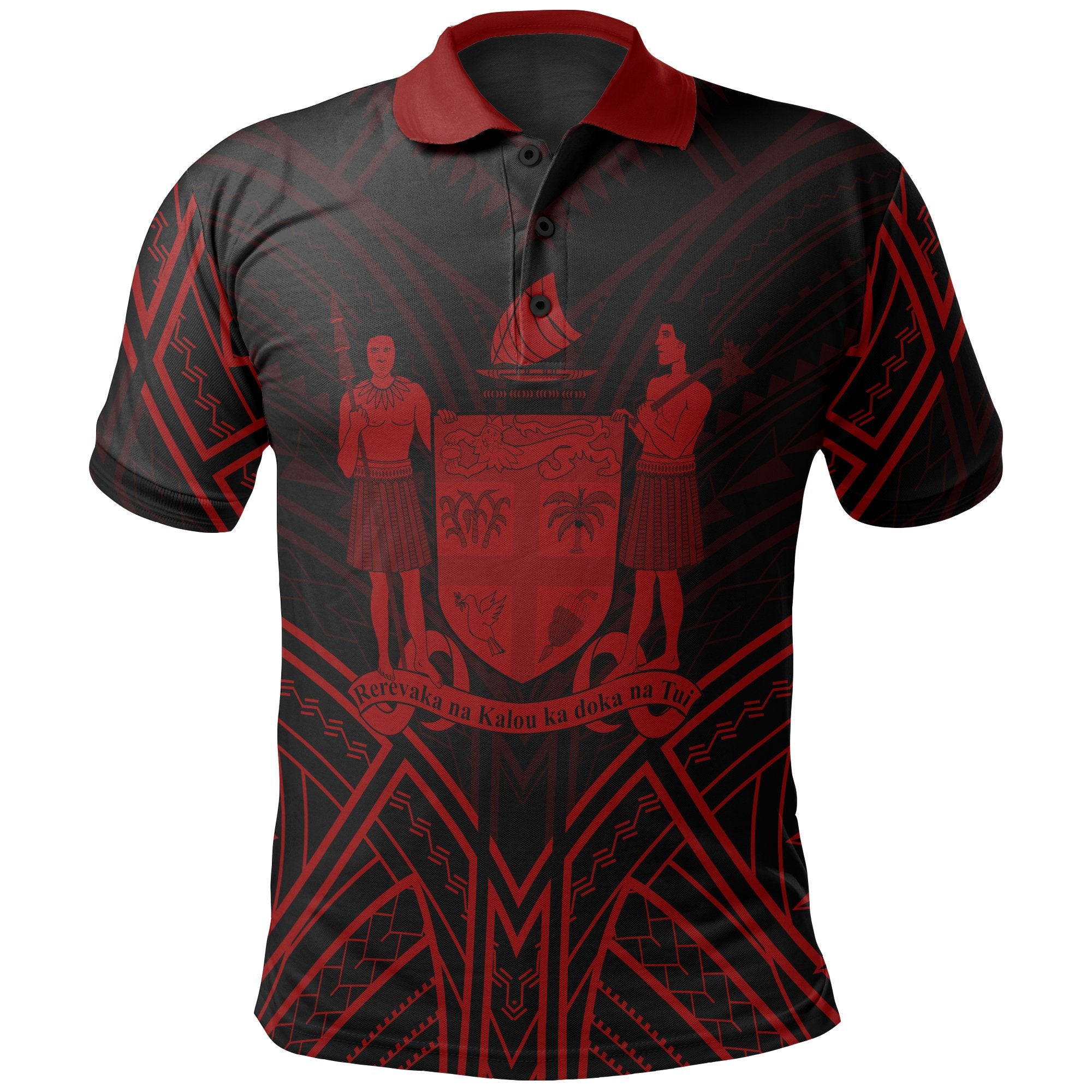 Fiji Polo Shirt Viti Seal Red Tribal Patterns Unisex White - Polynesian Pride