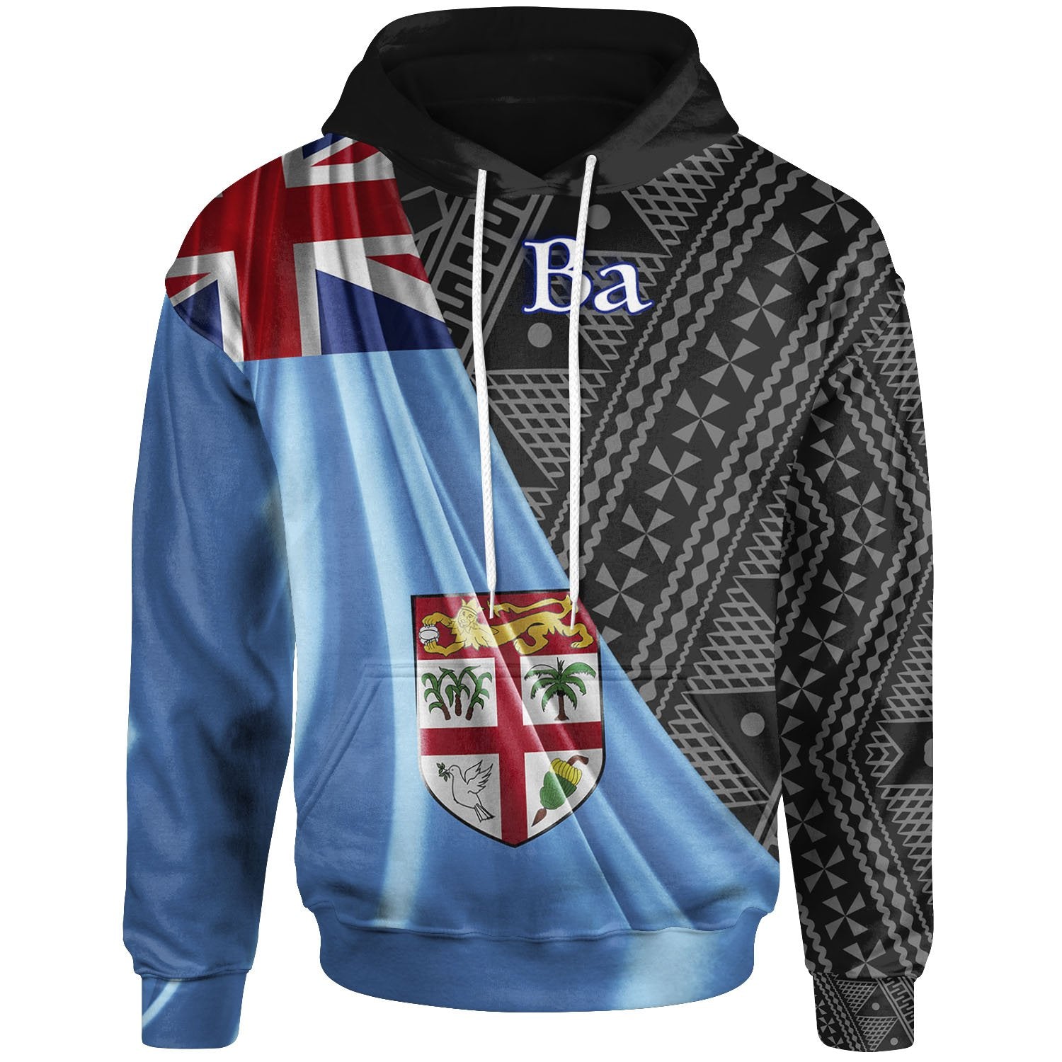 Fiji Hoodie Ba Fiji Day 50th Anniversary With Tapa Patterns Unisex Black - Polynesian Pride