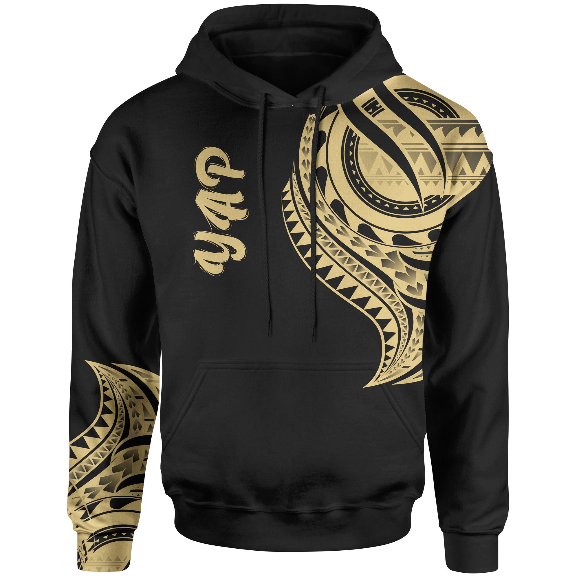 Yap State Hoodie Yap State Tatau Gold Patterns Unisex Black - Polynesian Pride