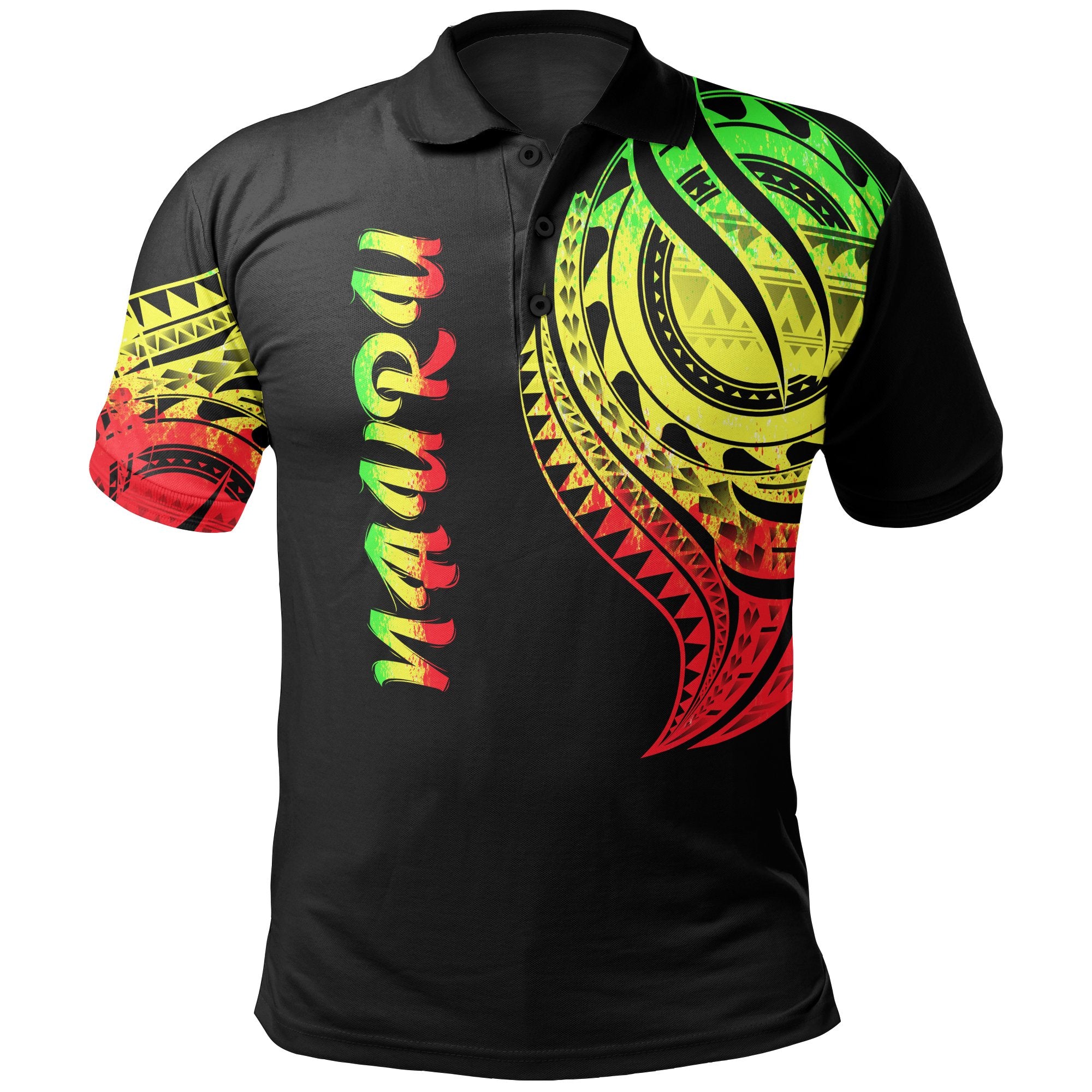 Nauru Polo Shirt Nauru Tatau Reggae Patterns Unisex Black - Polynesian Pride