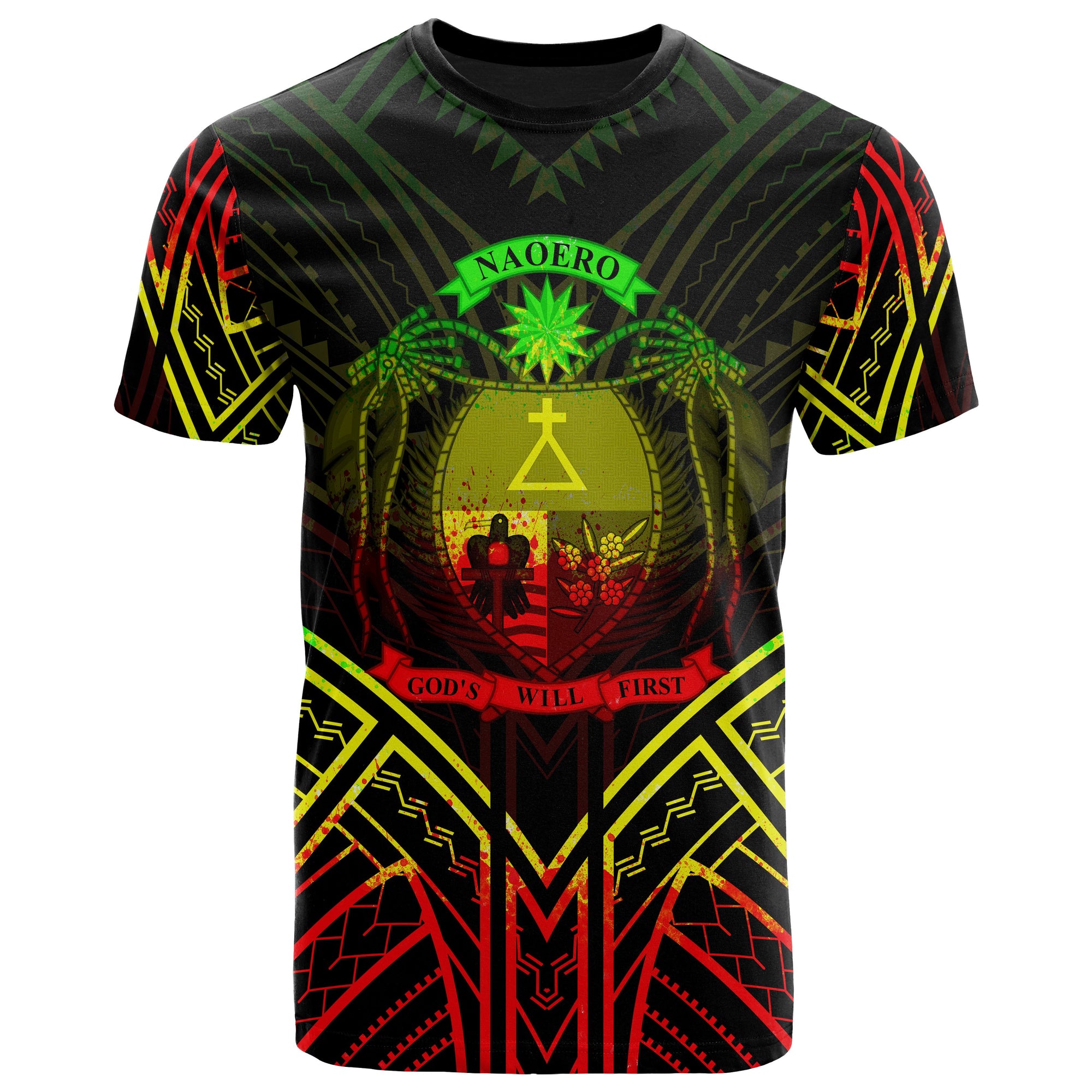 Nauru T Shirt Nauru Seal Tribal Reggae Color Patterns Unisex Black - Polynesian Pride