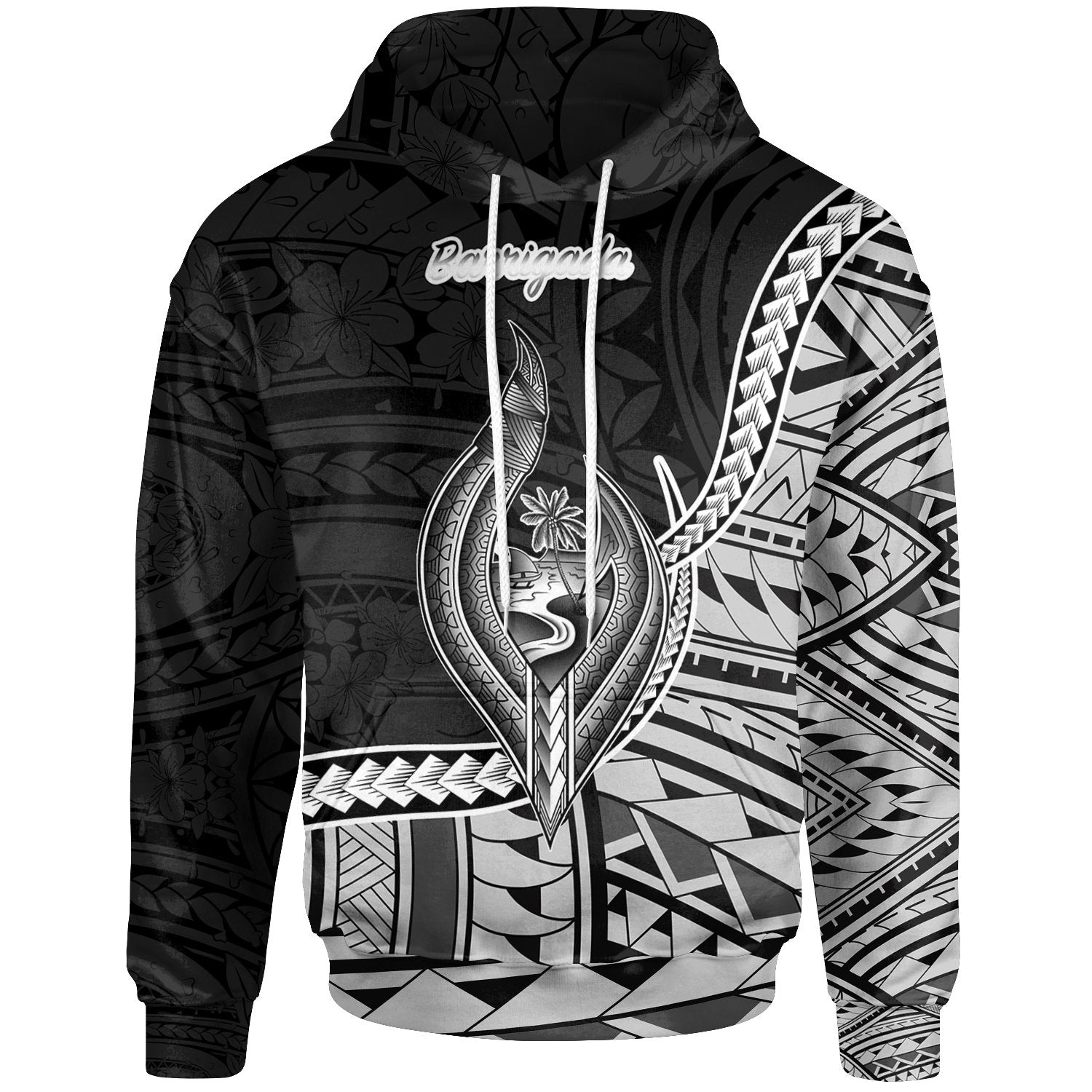 Guam Hoodie Barrigada Seal of Guam Polynesian Patterns Unisex Black - Polynesian Pride