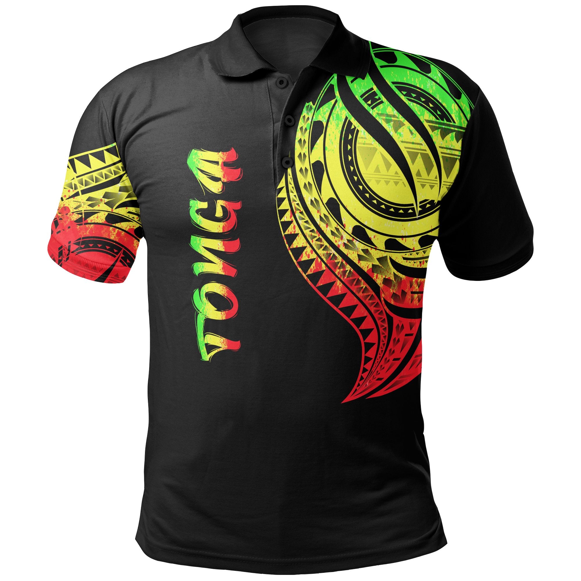 Tonga Polo Shirt Tongan Tatau Reggae Patterns Unisex Black - Polynesian Pride