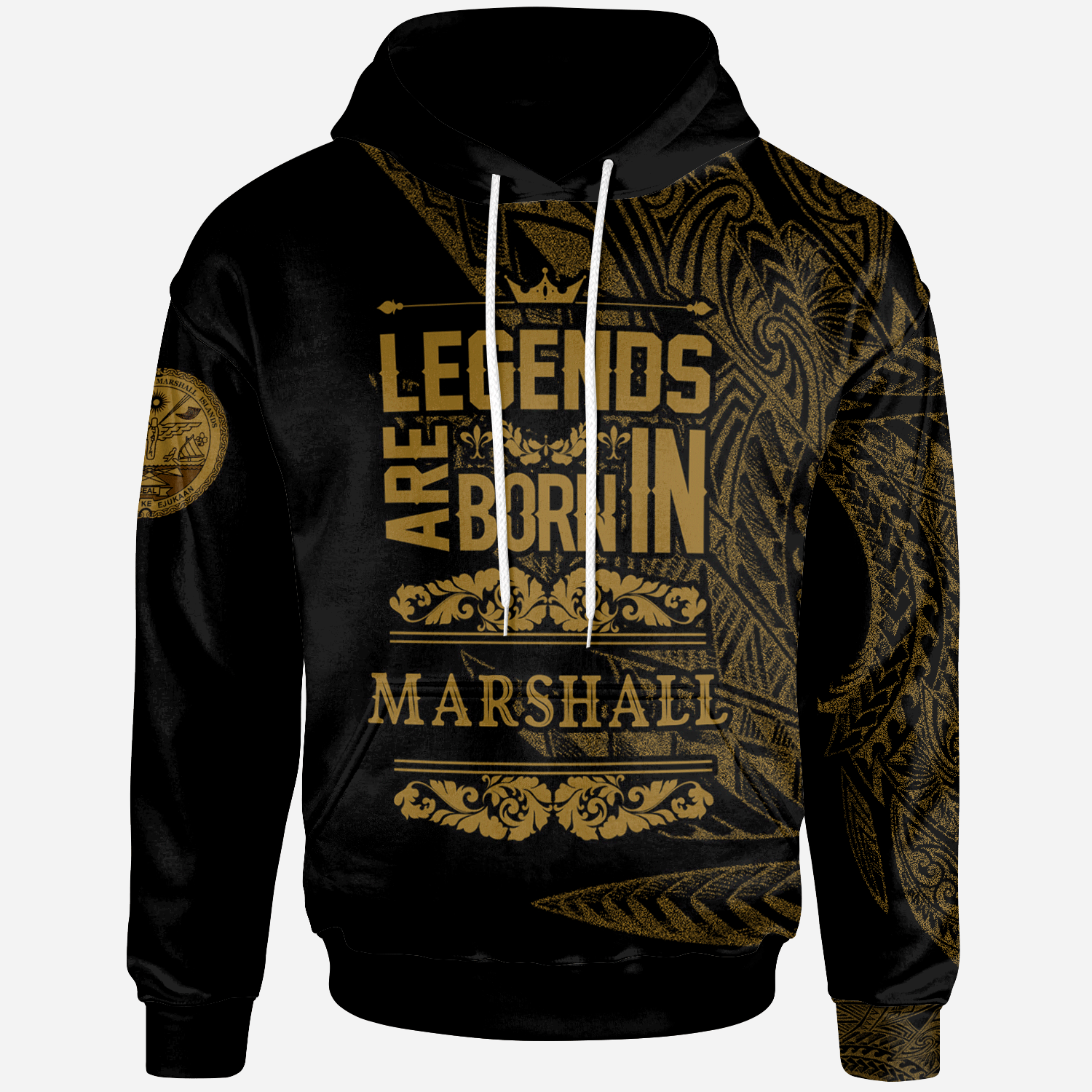 Marshall Islands Hoodie Legends Are Born In Gold Color Unisex Gold - Polynesian Pride