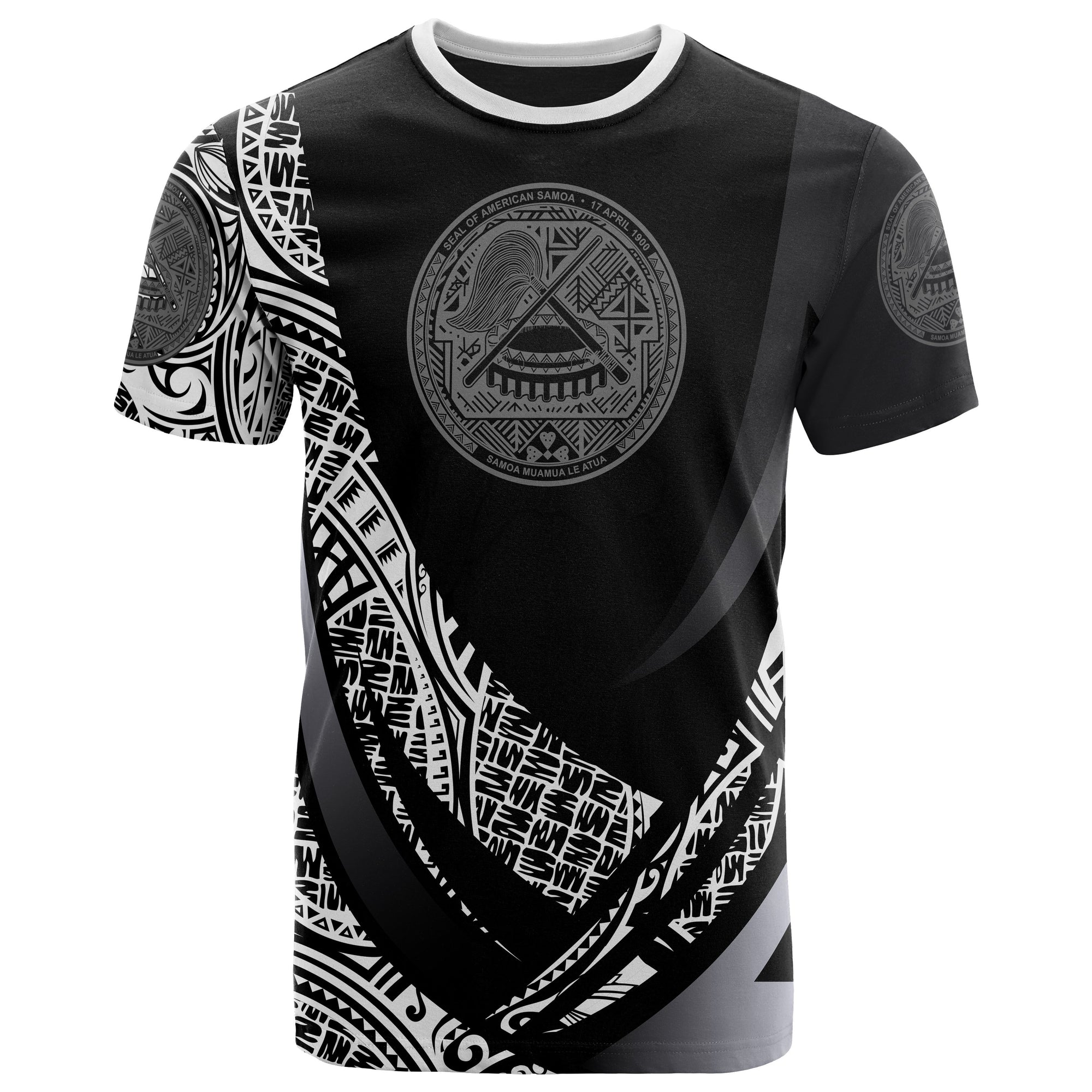 American Samoa T Shirt Polynesian Patterns Sport Style Unisex Black - Polynesian Pride