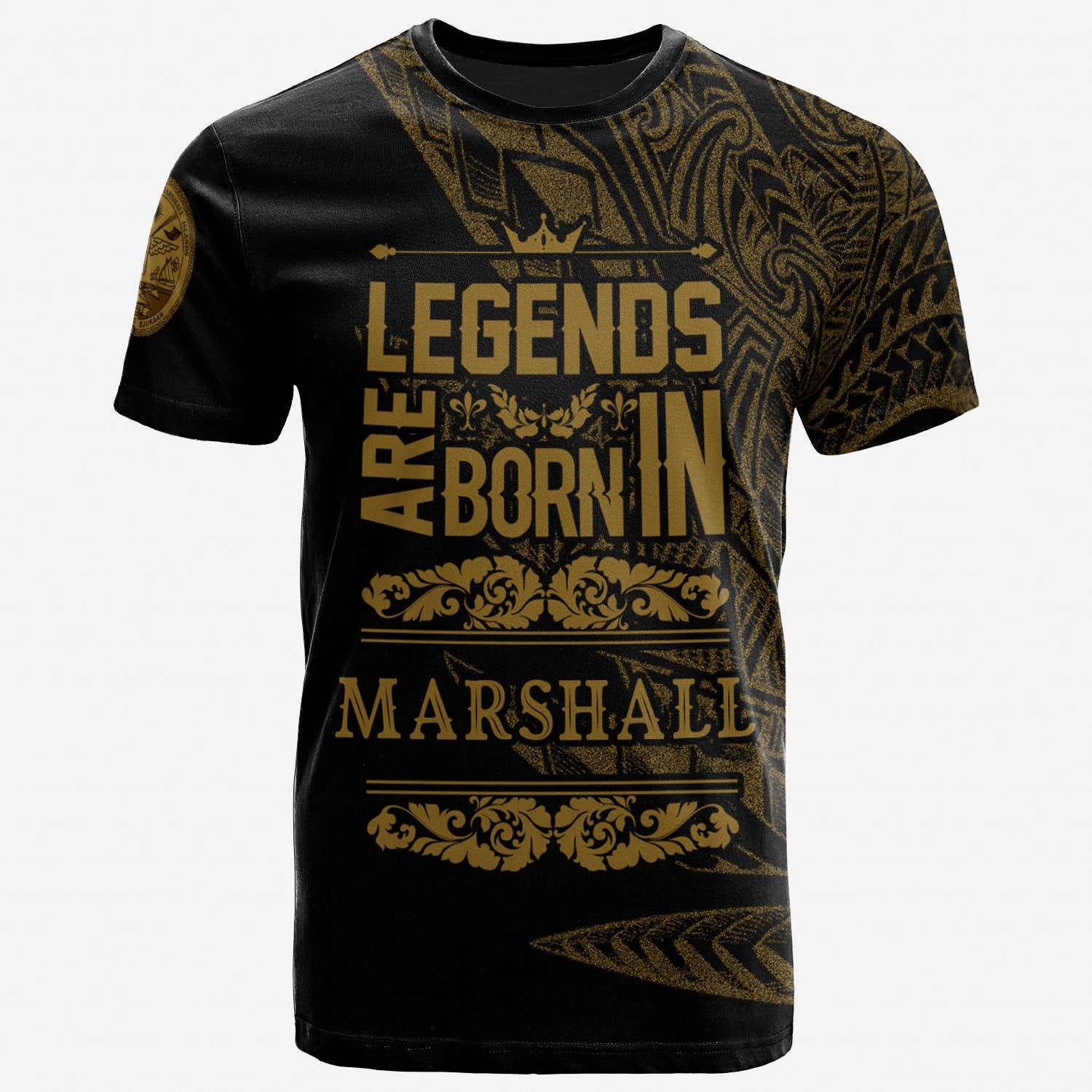 Marshall Islands T Shirt Legends Are Born In Gold Color Unisex Art - Polynesian Pride