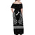 (Custom Personalised) New Zealand Silver Fern Off Shoulder Long Dress Maori Pattern Black LT13 - Polynesian Pride