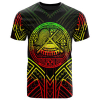 American Samoa T Shirt American Samoan Seal Tribal Reggae Color Patterns Unisex Black - Polynesian Pride
