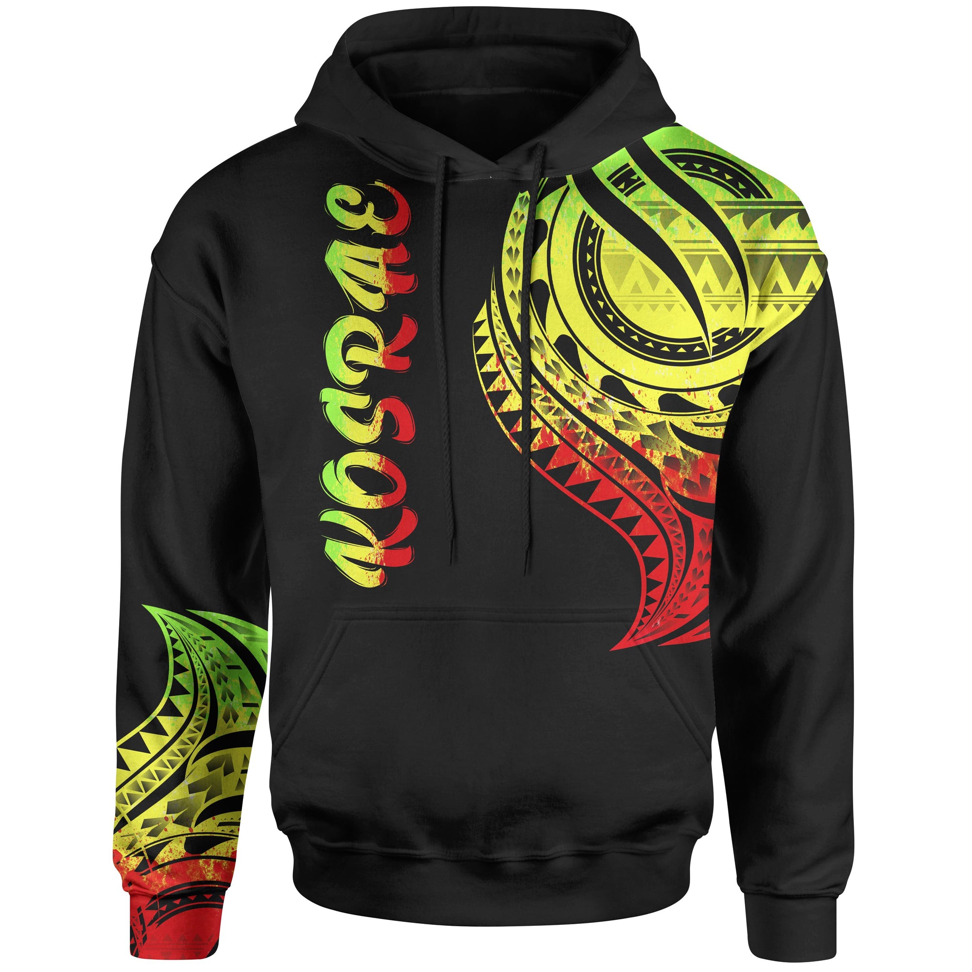 Kosrae State Hoodie Kosrae State Tatau Reggae Patterns Unisex Black - Polynesian Pride